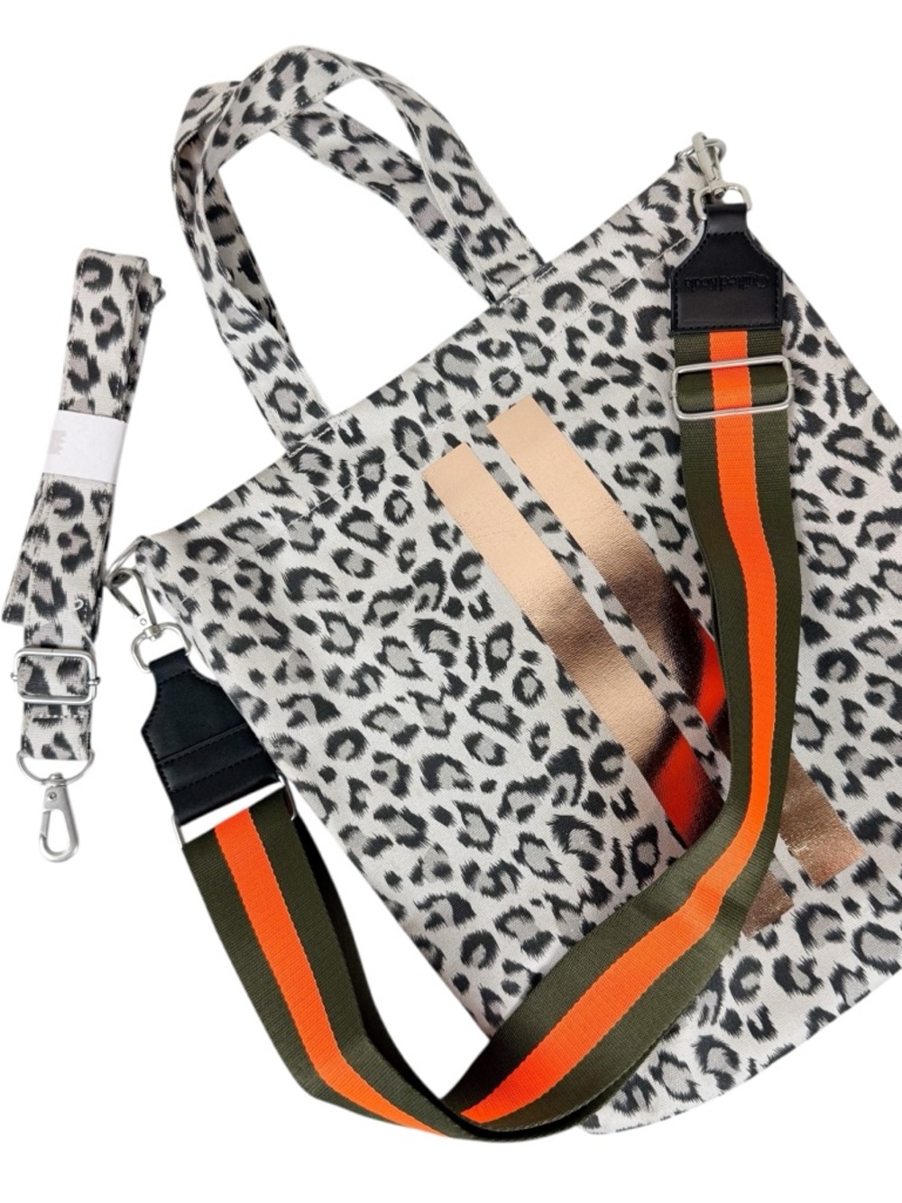 Quilted Koala Town Crossbody Bag Leopard‎ Gold Stripe Extra Strap